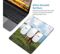 BYwenhopnbs Highland Cow By The Sea Tapis de souris carré à bords cousus 25,4 et 30,5 cm