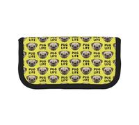 BYwenhopnbs Pug Life - Trousse à Crayons Jaune à Motif de Carlin Mignon, Grande capacité, Organiseur de stylos, Sac à Crayons en Toile pour Filles