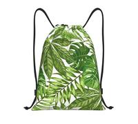 BYwenhopnbs Sac à cordon léger à motif de feuilles tropicales, palmiers exotiques et feuillage de jungle, style végétal naturel, vert, pour homme et femme.