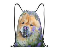 BYwenhopnbs Sac à cordon violet à motif Chow-Chow, chien marron doux et duveteux, sac à dos léger pour la salle de sport, unisexe.