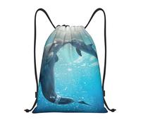 BYwenhopnbs Sac à cordon Winter The Dolphin, sac à dos de gym léger pour hommes et femmes