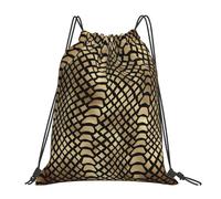 BYwenhopnbs Sac à dos de sport à cordon de serrage, résistant à l'eau, motif python noir et doré, motif safari africain, sépia, pour homme et femme