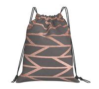 BYwenhopnbs Sac à dos de sport à cordon, motif géométrique gris ciment, rayures or rose, résistant à l'eau, pour homme et femme