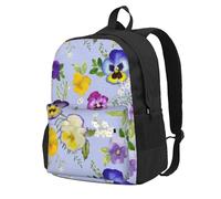BYwenhopnbs Sac à dos d'école à fleurs de pensées, sac de voyage pour hommes et femmes, sac à dos universitaire avec 15 compartiments pour ordinateur portable