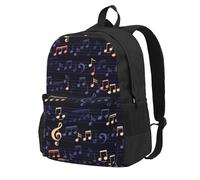 BYwenhopnbs Sac à dos d'école à motif musical sans coutures, pour homme et femme, avec 15 compartiments pour ordinateur portable.