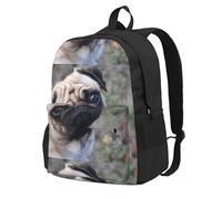BYwenhopnbs Sac à dos d'école amusant avec motif carlin et 15 compartiments pour ordinateur portable
