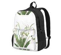 BYwenhopnbs Sac à dos d'école avec 15 compartiments pour ordinateur portable, motif aquarelle botanique, motif perce-neige blanc, pour homme et femme