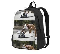BYwenhopnbs Sac à dos d'école avec 15 compartiments pour ordinateur portable, motif bouledogues anglais, bokeh, skateboard, animaux de compagnie