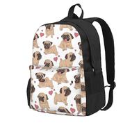 BYwenhopnbs Sac à dos d'école avec 15 compartiments pour ordinateur portable, motif carlin mignon, pour homme et femme