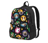 BYwenhopnbs Sac à dos d'école avec 15 compartiments pour ordinateur portable, motif chiens et pattes, pour homme et femme