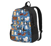 BYwenhopnbs Sac à dos d'école avec 15 compartiments pour ordinateur portable, motif chiots et chiens mignons, pour homme et femme