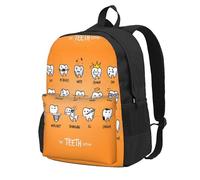 BYwenhopnbs Sac à dos d'école avec 15 compartiments pour ordinateur portable, motif dents de dessin animé mignon, pour hommes et femmes