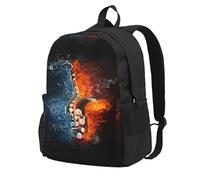 BYwenhopnbs Sac à dos d'école avec 15 compartiments pour ordinateur portable, motif saxophone dans le feu et l'eau, pour homme et femme