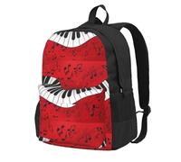 BYwenhopnbs Sac à dos d'école avec impression de notes de musique et de piano, sac de voyage pour hommes et femmes, sac à dos universitaire avec 15 compartiments pour ordinateur portable
