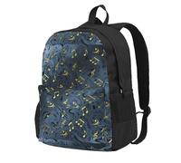 BYwenhopnbs Sac à dos d'école avec signe musical en métal, sac de voyage pour hommes et femmes, sac à dos universitaire avec 15 compartiments pour ordinateur portable