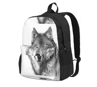 BYwenhopnbs Sac à dos d'école Blue-Eyed Wolf pour homme et femme, avec 15 compartiments pour ordinateur portable