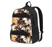 BYwenhopnbs Sac à dos d'école, de voyage, avec 15 compartiments pour ordinateur portable, motif palmiers et brume des Caraïbes, pour homme et femme