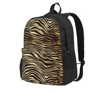 BYwenhopnbs Sac à dos d'école, de voyage, avec 15 compartiments pour ordinateur portable, motif zèbre noir et or africain, sépia