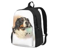 BYwenhopnbs Sac à dos d'école, de voyage, avec 15 compartiments pour ordinateur portable, portrait réaliste de bouvier bernois