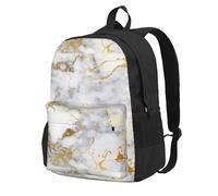BYwenhopnbs Sac à dos d'école en marbre doré italien, sac de voyage pour hommes et femmes, sac à dos universitaire avec 15 compartiments pour ordinateur portable