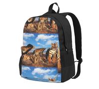 BYwenhopnbs Sac à dos d'école imprimé lion, léopard et tigre se battant pour la nourriture, sac de voyage pour hommes et femmes, sac à dos universitaire avec 15 compartiments pour ordinateur portable