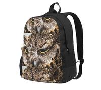 BYwenhopnbs Sac à dos d'école Owl Head pour hommes et femmes, avec 15 compartiments pour ordinateur portable