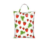 BYwenhopnbs Sac à linge imperméable de voyage avec fermeture éclair, imprimé de fraisiers et de fruits blancs