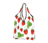 BYwenhopnbs Sac cabas pliable à motif fraisiers blancs, imperméable et réutilisable, idéal pour les voyages.