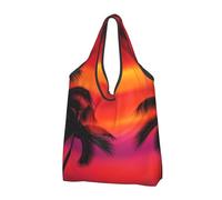 BYwenhopnbs Sac cabas pliable à motif palmier pour les vacances d'été, imperméable et réutilisable, idéal pour les voyages.