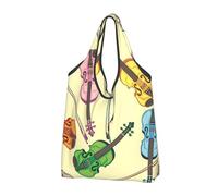BYwenhopnbs Sac fourre-tout pliable à motif de note de violon, imperméable et réutilisable, idéal pour les voyages.