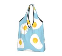 BYwenhopnbs Sac fourre-tout pliable à motif œufs au plat, imperméable et réutilisable, idéal pour les voyages.