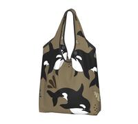 BYwenhopnbs Sac fourre-tout pliable avec motif baleine et gros poisson, imperméable et réutilisable, idéal pour les voyages.