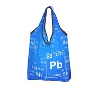 BYwenhopnbs Sac fourre-tout pliable avec tableau périodique des éléments, motif amusant pour professeur de sciences, imperméable et réutilisable, idéal pour les courses et les voyages.