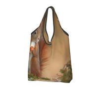 BYwenhopnbs Sac fourre-tout pliable en forme d'écureuil roux (Sciurus), imperméable et réutilisable, idéal pour les courses et les voyages.