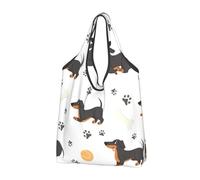 BYwenhopnbs Sac fourre-tout pliable et imperméable à motif teckel sans couture, idéal pour les courses et les voyages. Adorable et amusant, il est également réutilisable.