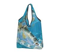 BYwenhopnbs Sac fourre-tout pliable Fish Salmon 1, imperméable et réutilisable, idéal pour les courses et les voyages.