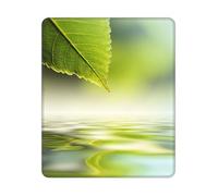 BYwenhopnbs Tapis de Souris carré 10 et 12 Pouces, Motif Feuille Verte se reflétant dans l'eau d'une rivière, Bords Cousus
