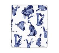 BYwenhopnbs Tapis de Souris carré à Motifs de Saxophone Blues, Piano, Violoncelle et contrebasse, Bords Cousus, 10 et 12 Pouces