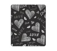 BYwenhopnbs Tapis de Souris carré avec cœurs et Mots d'amour écrits à la Main, Bords Cousus, 10 et 12 Pouces