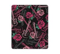 BYwenhopnbs Tapis de Souris carré Guitare et Rose, Bord Cousu, 10 et 12 Pouces