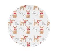 BYwenhopnbs Tapis de Souris Rond à Motif de Chihuahuas Mignons et de Bol, Bords Cousus, 20 x 20 cm
