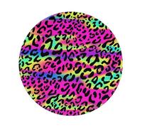 BYwenhopnbs Tapis de Souris Rond à Motif géométrique Abstrait néon Lumineux, Bords Cousus, 20 x 20 cm