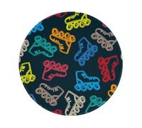 BYwenhopnbs Tapis de Souris Rond à Motifs de Patins colorés et Lumineux, Bord Cousu, 20 x 20 cm