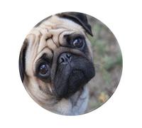 BYwenhopnbs Tapis de Souris Rond avec Un Carlin Rigolo Qui Vous Regarde, Bord Cousu, 20 x 20 cm