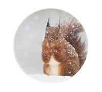 BYwenhopnbs Tapis de Souris Rond imprimé d'un Mignon écureuil dans la Neige, Bords Cousus, 20 x 20 cm