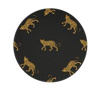 BYwenhopnbs Tapis de Souris Rond imprimé léopard Tendance, Bords Cousus, 20 x 20 cm