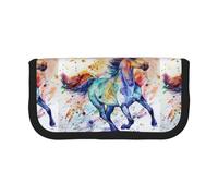 BYwenhopnbs Trousse à Crayons Grande capacité en Toile avec imprimé Cheval au Galop Aquarelle pour Filles