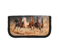BYwenhopnbs Trousse à Crayons Grande capacité en Toile avec imprimé Chevaux Bruns au Galop dans Le désert pour Filles