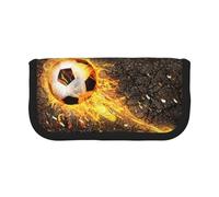 BYwenhopnbs Trousse à Crayons Grande capacité en Toile avec Motif Ballon de Football et Flammes brûlantes pour Filles