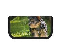 BYwenhopnbs Trousse à Crayons Grande capacité en Toile avec Motif de Chiens Mignons du Yorkshire Terrier et d'herbe Verte, idéale pour Les Filles